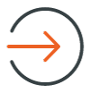 Arrow and circle icon